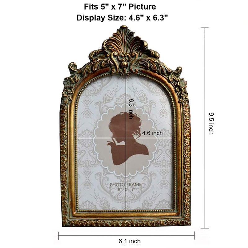 CISOO Vintage Picture Frame 5x7 Antique Photo Frame Table Top Display and Wall Hanging Home Decor, Ornate Photo Gallary Art, Bronze Gold - Image 4